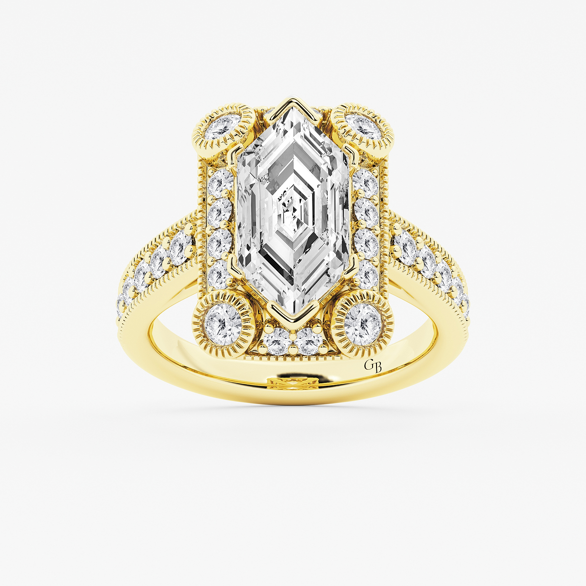 5 ctw Dutch Marquise Lab Grown Diamond Vintage Halo Engagement Ring in Milgrain Setting