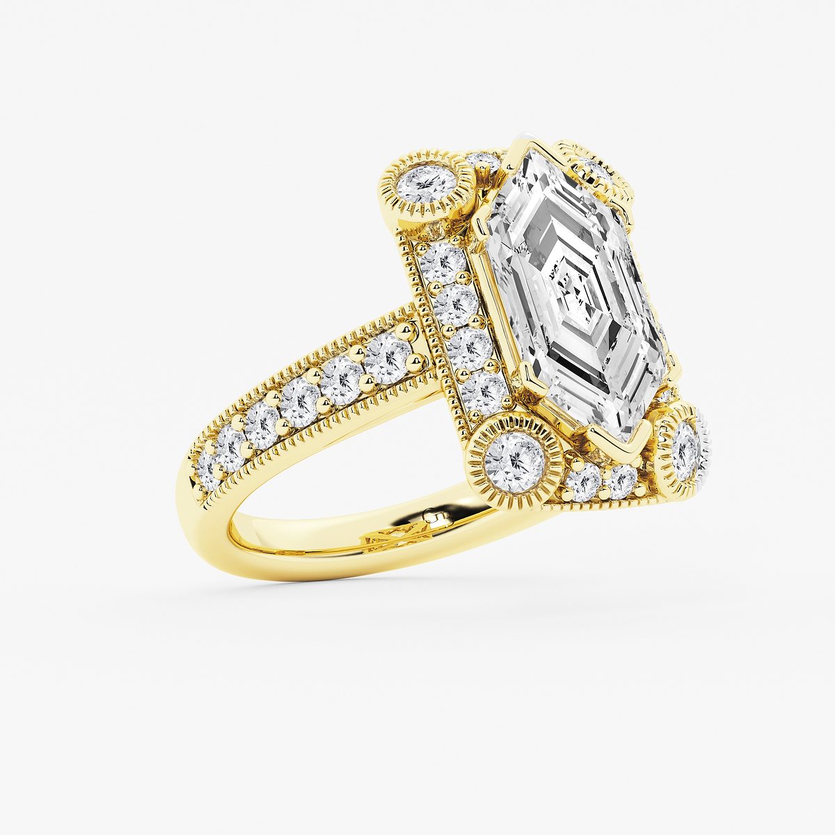 Additional Image 1 for  5 ctw Dutch Marquise Lab Grown Diamond Vintage Halo Engagement Ring in Milgrain Setting