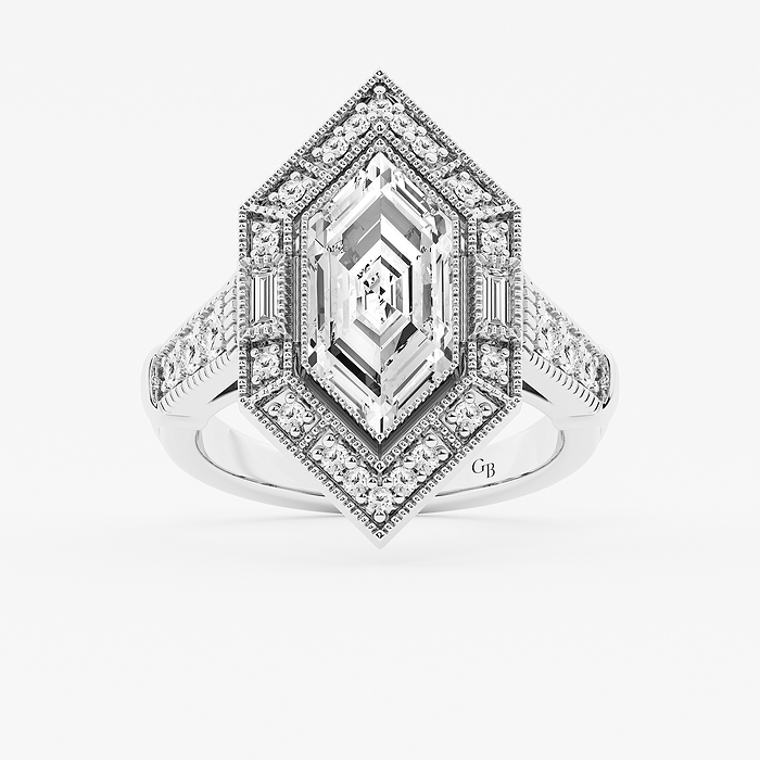 Anne - 2 1/2 ctw Dutch Marquise Lab Grown Diamond Vintage Halo Engagement Ring