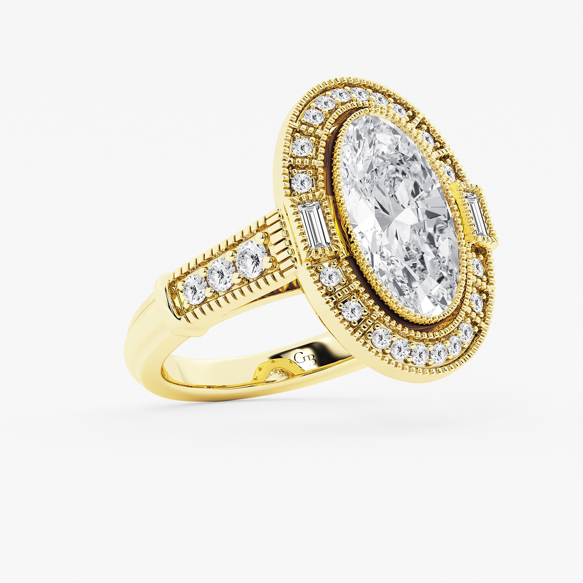 Additional Image 1 for  4 1/2 ctw Moval Lab Grown Diamond Vintage Halo Engagement Ring