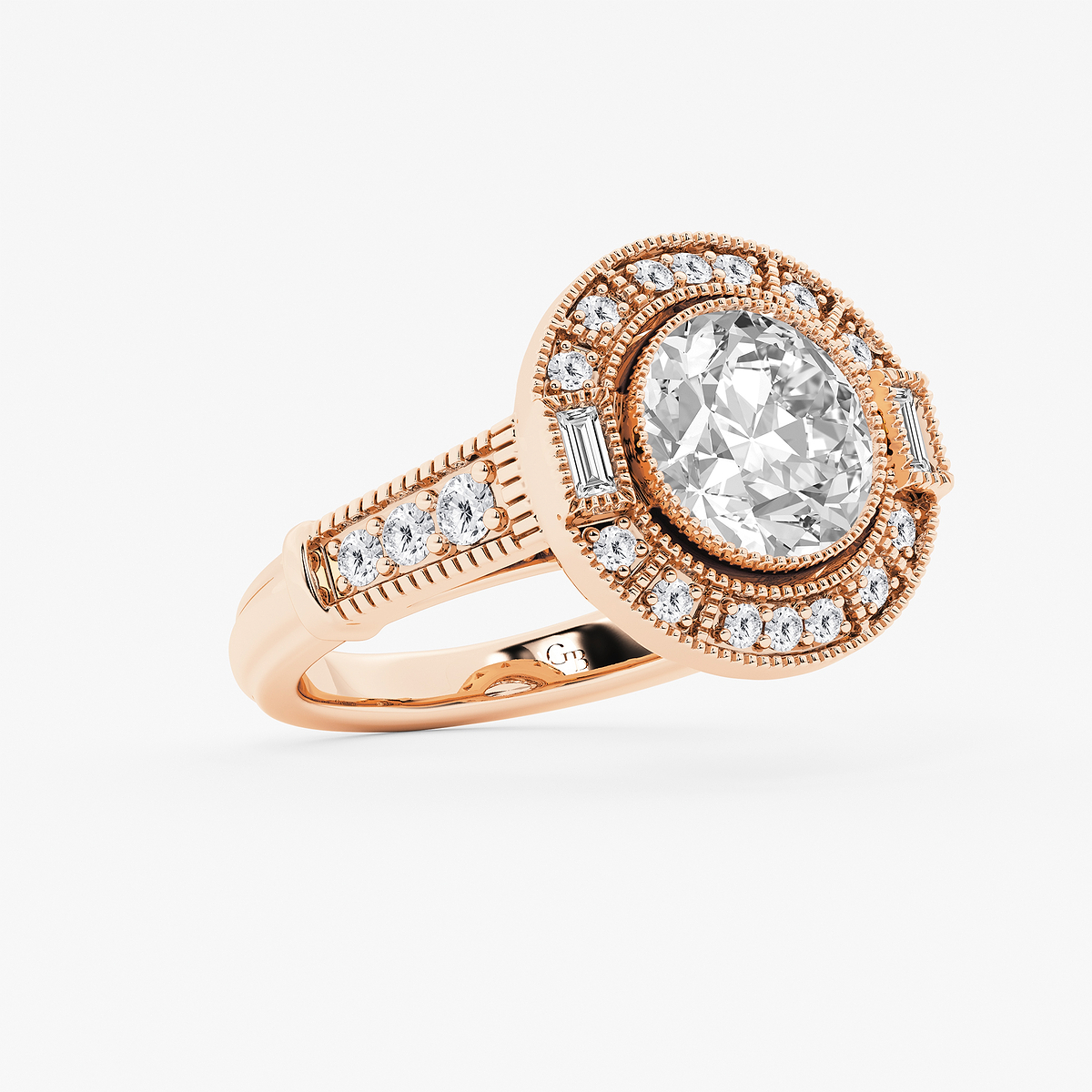 Additional Image 1 for  2 1/2 ctw Old European Cut Lab Grown Diamond Vintage Halo Engagement Ring