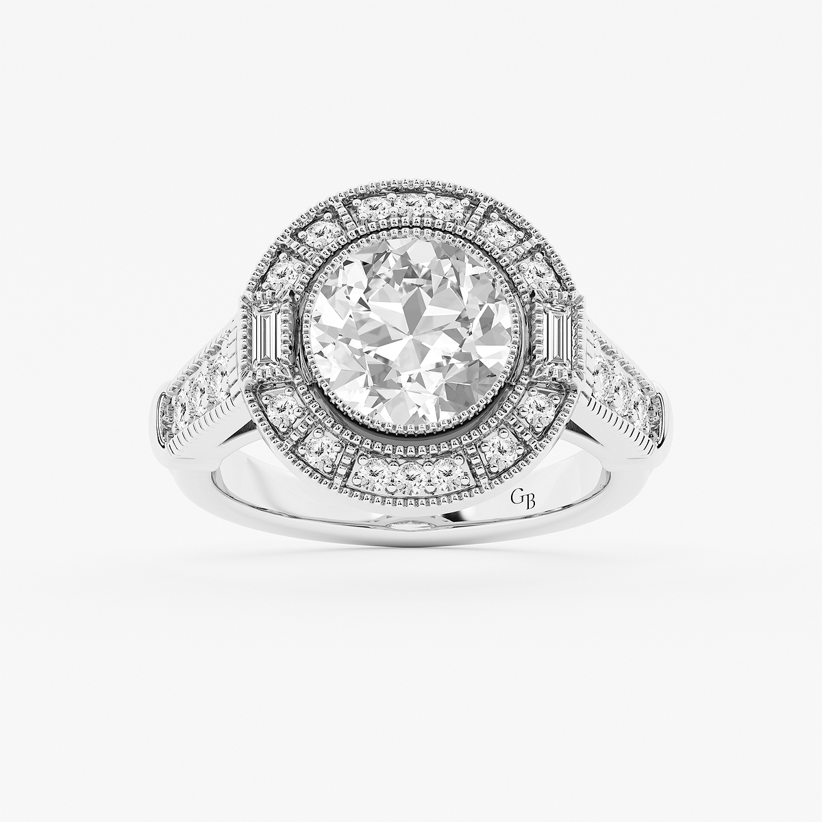 4 1/2 ctw Old European Cut Lab Grown Diamond Vintage Halo Engagement Ring