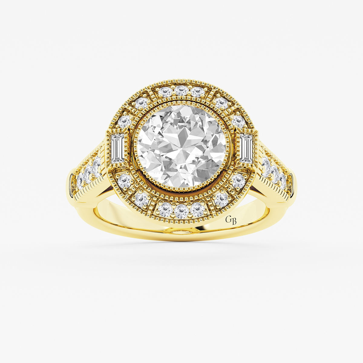 4 1/2 ctw Old European Cut Lab Grown Diamond Vintage Halo Engagement Ring