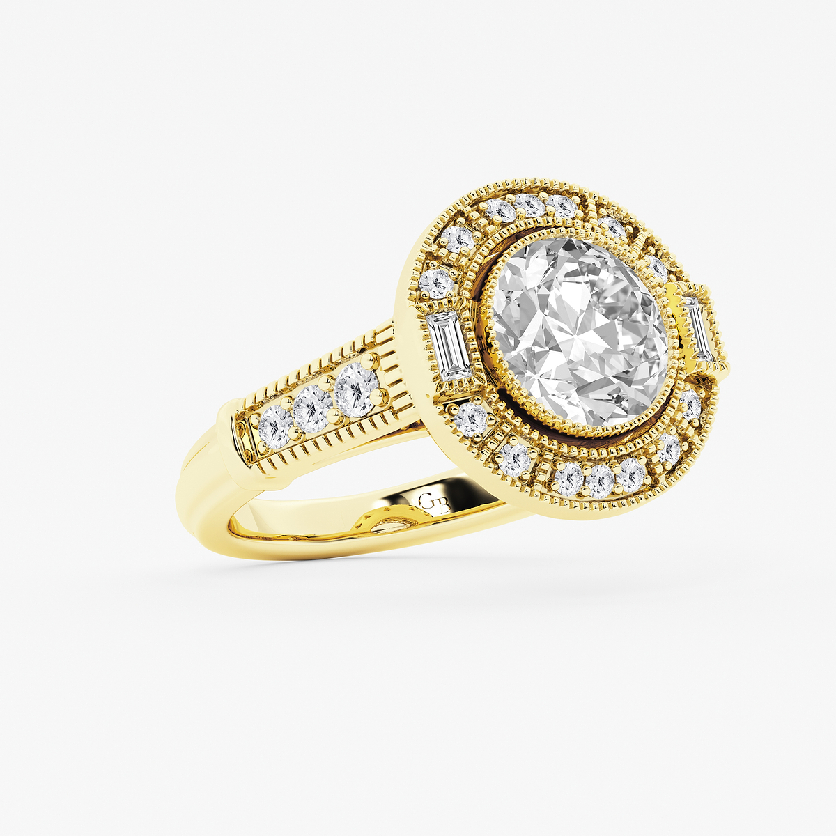 Additional Image 1 for  4 1/2 ctw Old European Cut Lab Grown Diamond Vintage Halo Engagement Ring
