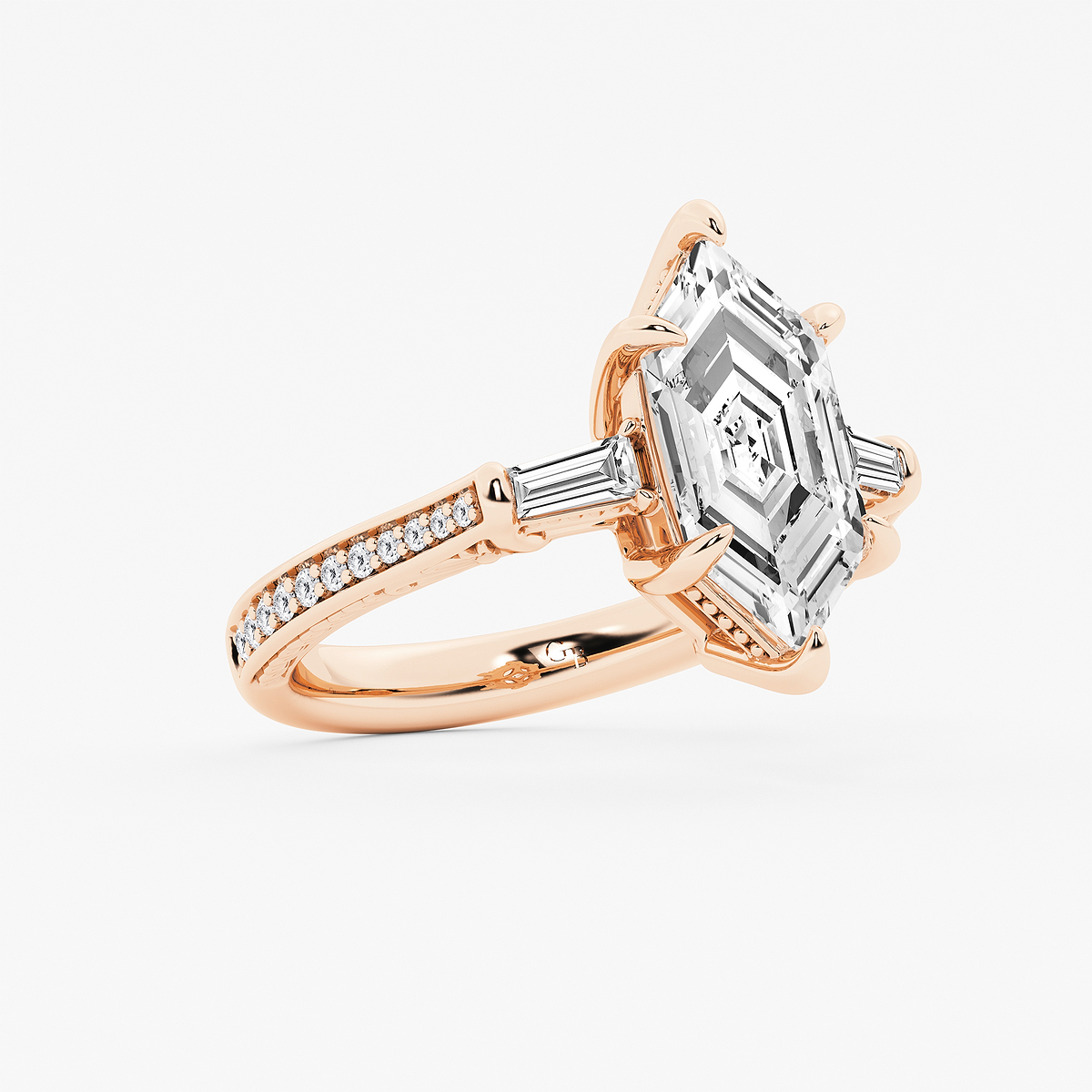 Additional Image 1 for  3 1/2 ctw Dutch Marquise Lab Grown Diamond Vintage Filigree with Baguettes Side Stone Engagement Ring