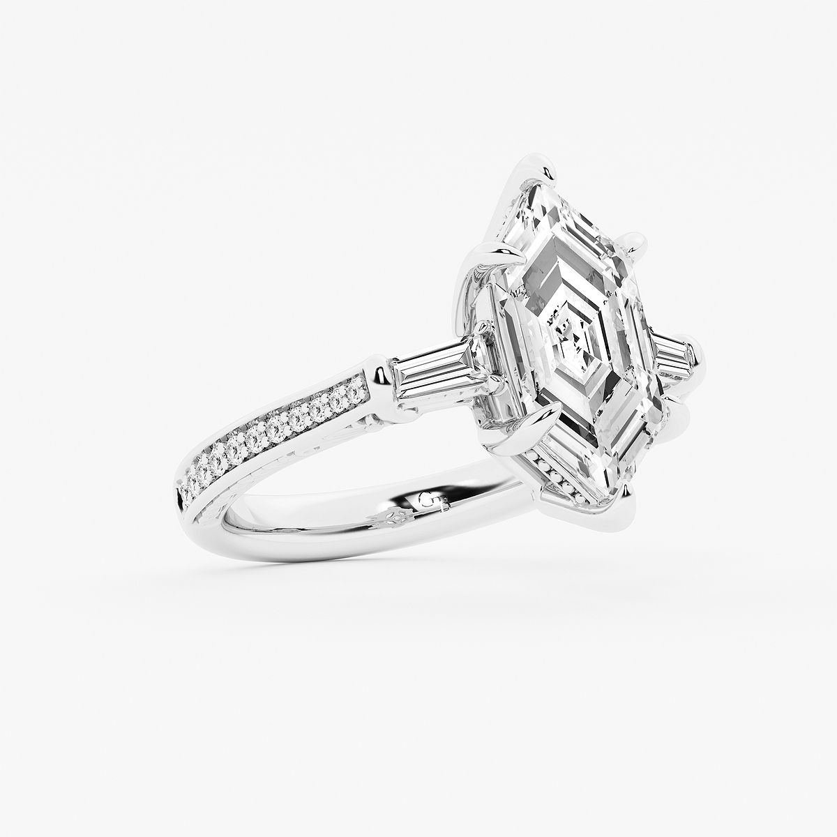 Additional Image 1 for  4 1/2 ctw Dutch Marquise Lab Grown Diamond Vintage Filigree with Baguettes Side Stone Engagement Ring