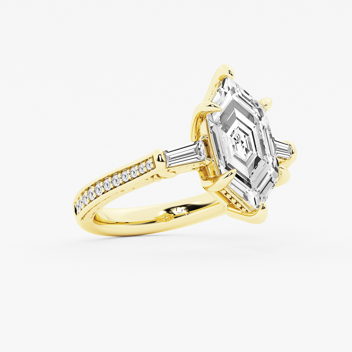 Additional Image 1 for  3 1/2 ctw Dutch Marquise Lab Grown Diamond Vintage Filigree with Baguettes Side Stone Engagement Ring