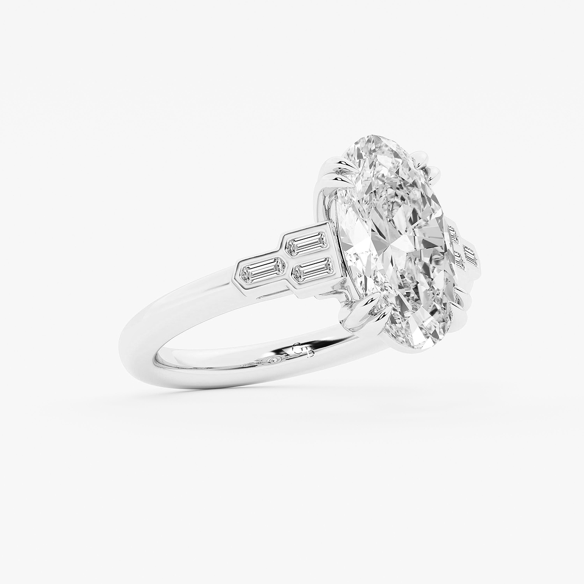 Additional Image 1 for  4 1/8 ctw Moval Lab Grown Diamond Vintage Art Deco Side Stone Engagement Ring