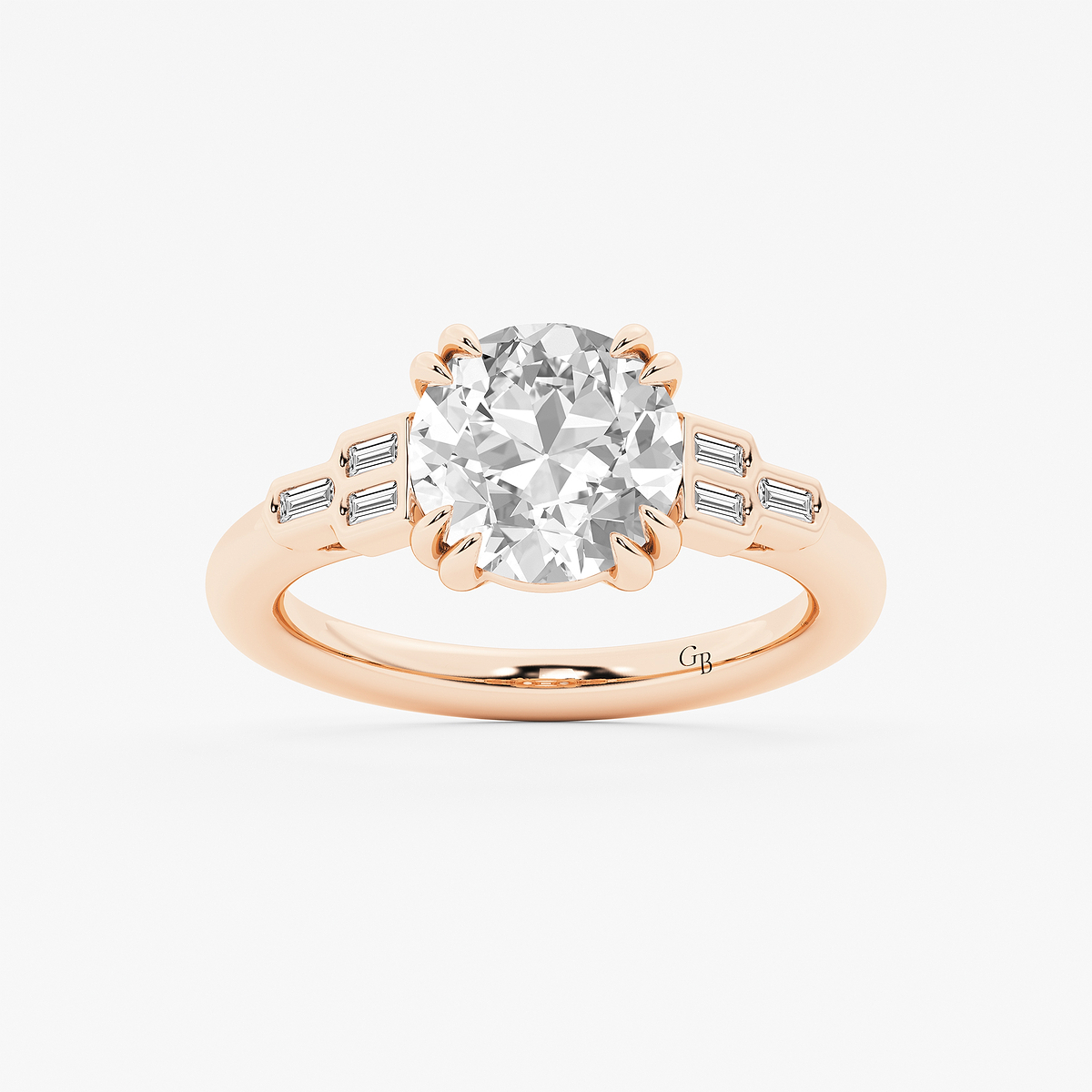 3 1/5 ctw Old European Cut Lab Grown Diamond Vintage Art Deco Side Stone Engagement Ring