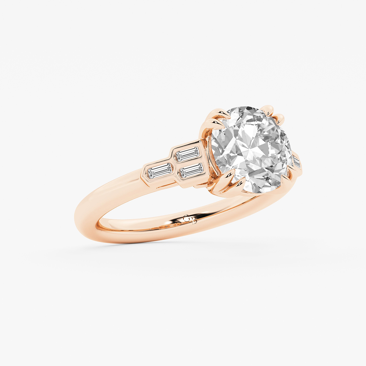 Additional Image 1 for  3 1/5 ctw Old European Cut Lab Grown Diamond Vintage Art Deco Side Stone Engagement Ring