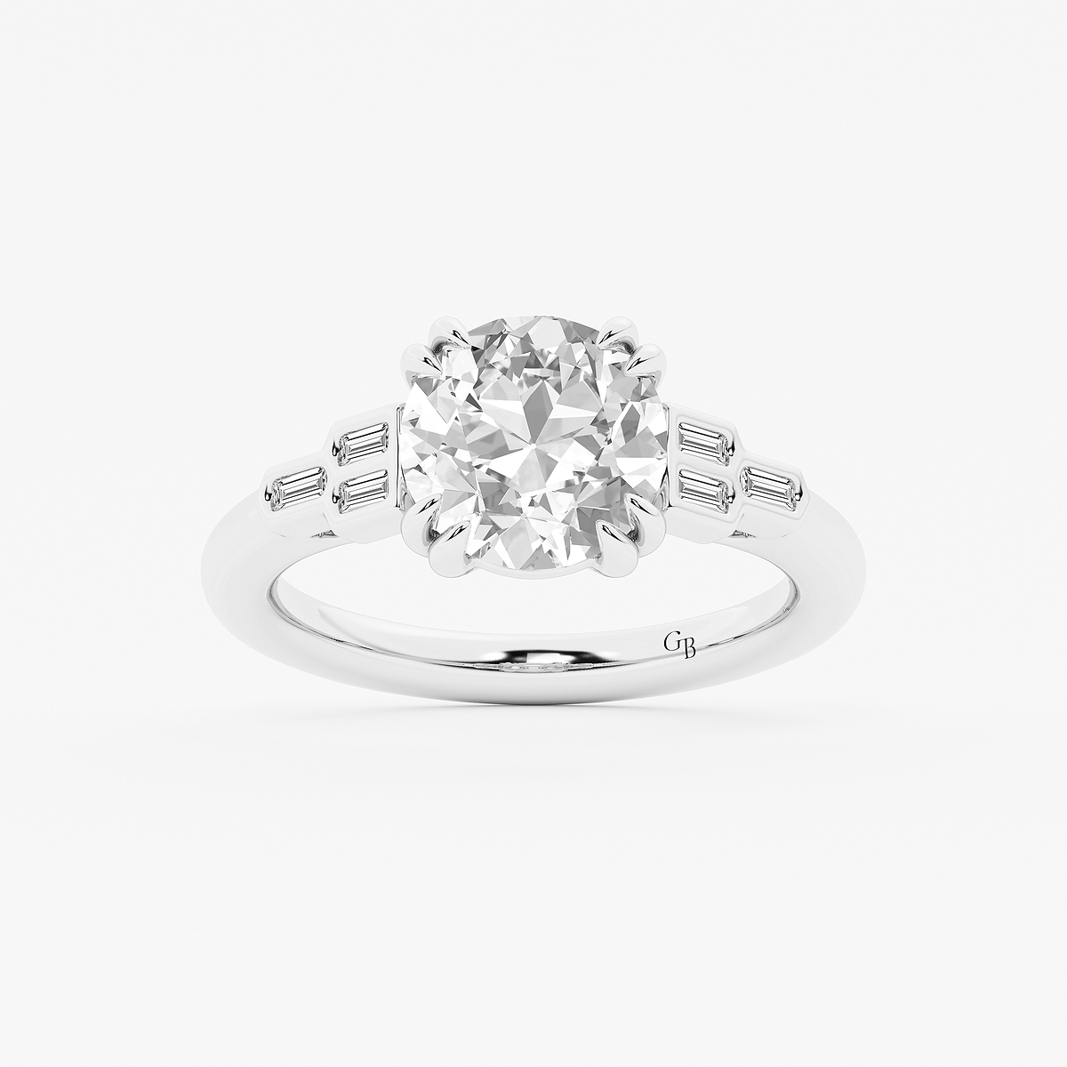 2 1/5 ctw Old European Cut Lab Grown Diamond Vintage Art Deco Side Stone Engagement Ring