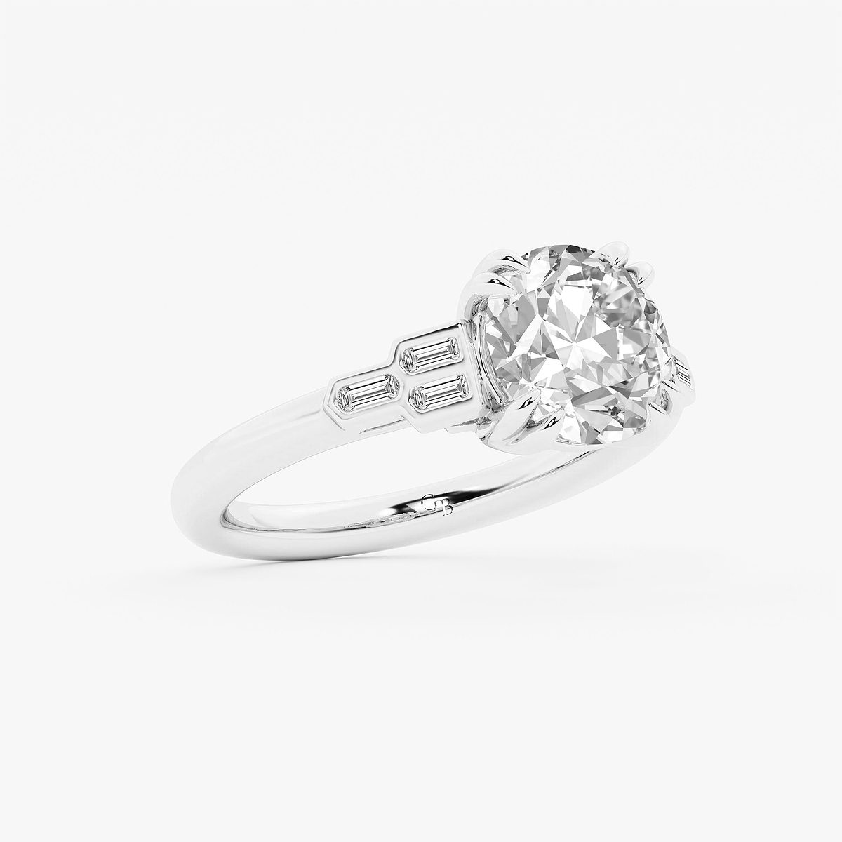 Additional Image 1 for  2 1/5 ctw Old European Cut Lab Grown Diamond Vintage Art Deco Side Stone Engagement Ring