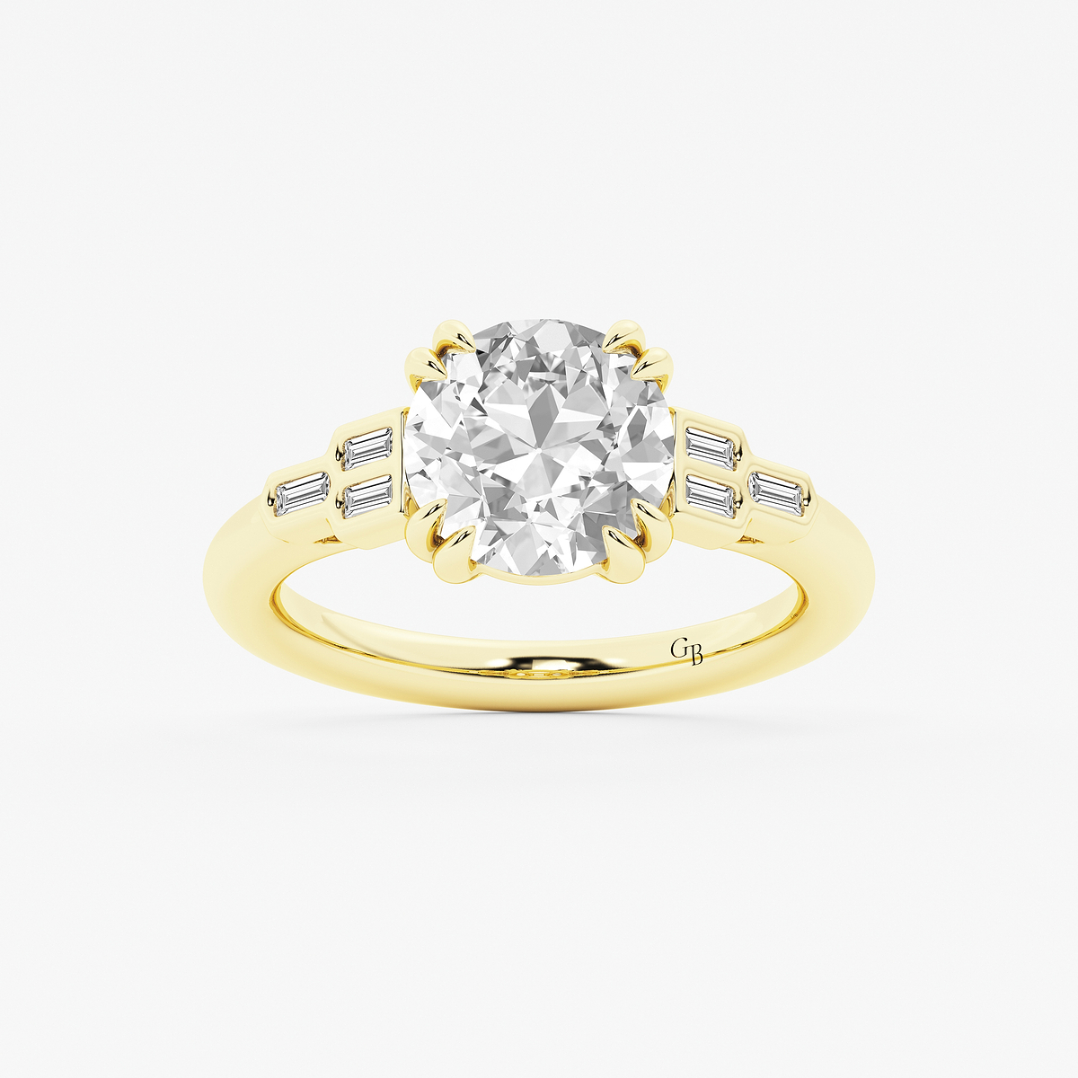 3 1/5 ctw Old European Cut Lab Grown Diamond Vintage Art Deco Side Stone Engagement Ring