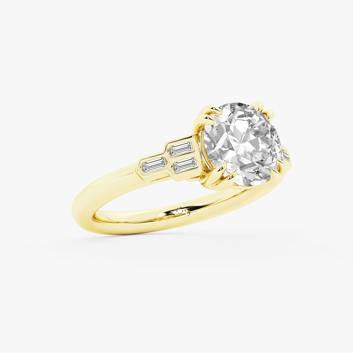 Additional Image 1 for  3 1/5 ctw Old European Cut Lab Grown Diamond Vintage Art Deco Side Stone Engagement Ring