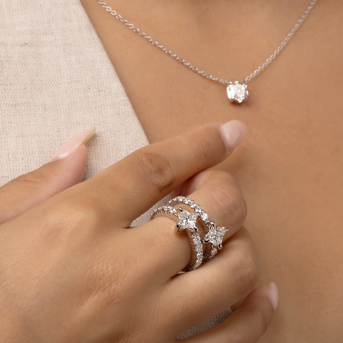 4 1/4 ctw Flower Lab Grown Diamond Asymmetric Ring
