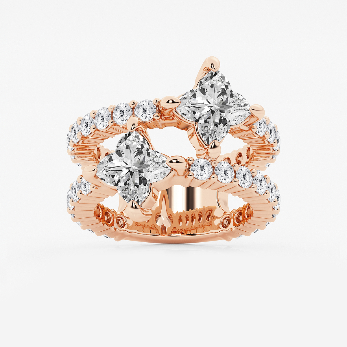 4 1/4 ctw Flower Lab Grown Diamond Asymmetric Ring
