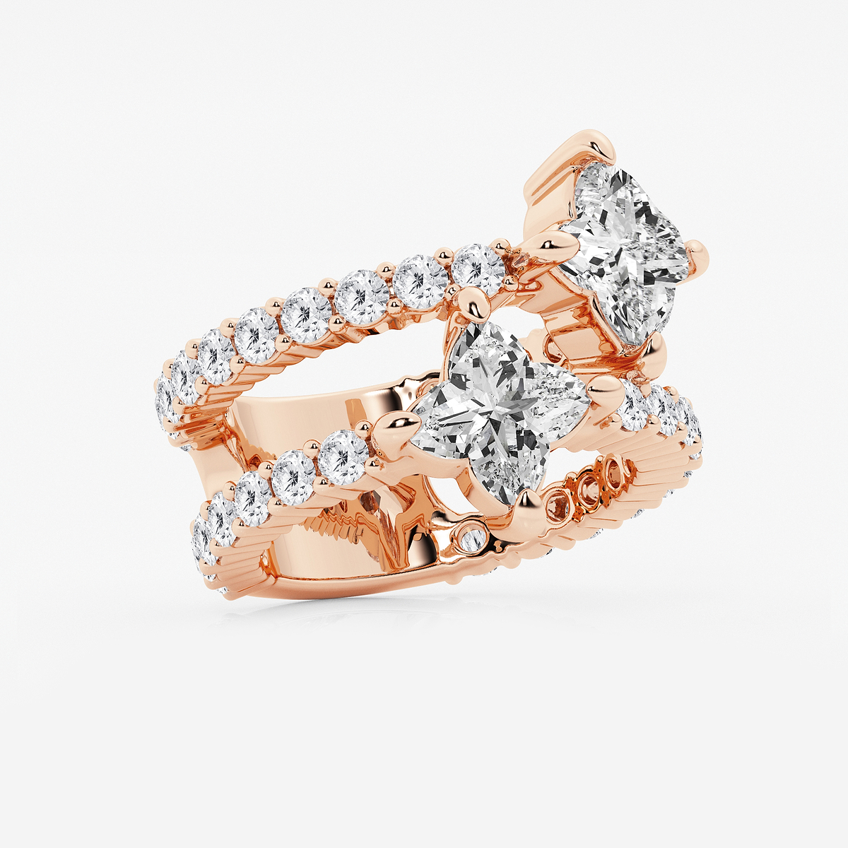 Additional Image 1 for  4 1/4 ctw Flower Lab Grown Diamond Asymmetric Ring