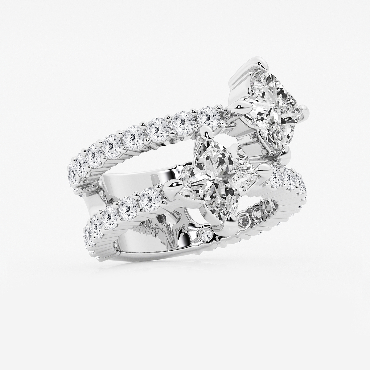 Additional Image 1 for  4 1/4 ctw Flower Lab Grown Diamond Asymmetric Ring
