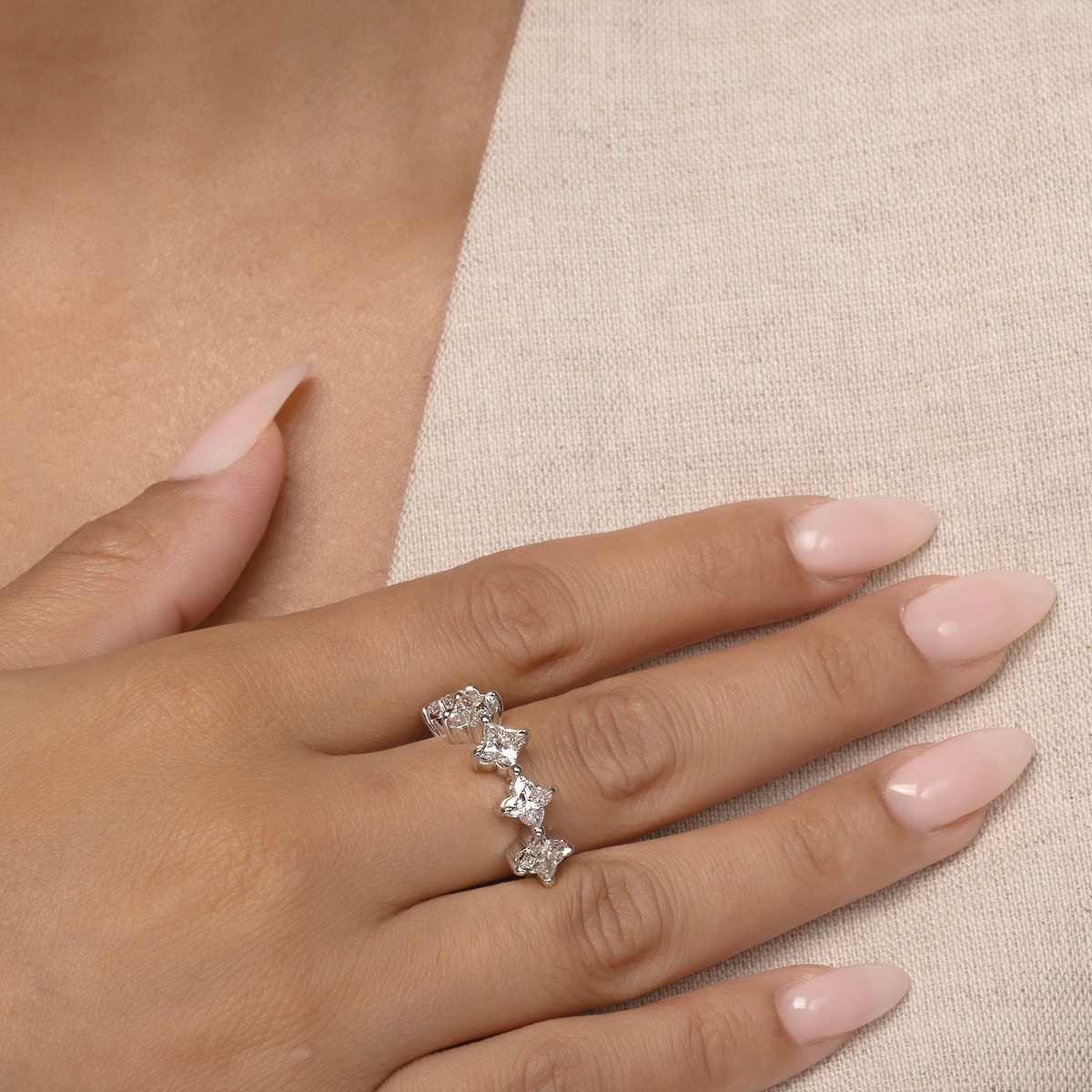 3 ctw Flower Lab Grown Diamond Five Stone Anniversary Band
