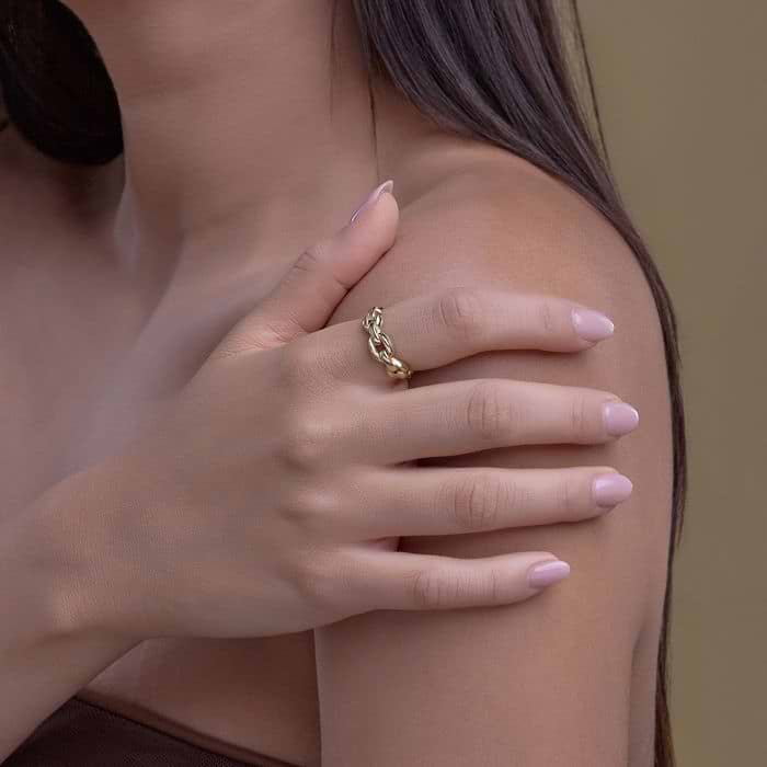 Plain Gold Chain Link Fashion Ring