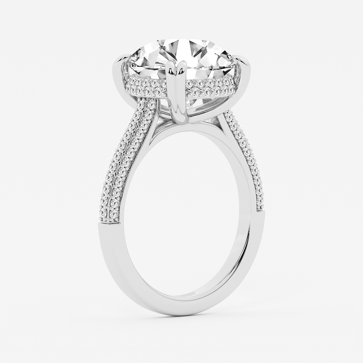 Additional Image 2 for  6 1/2 ctw Round Lab Grown Diamond Double Prong Hidden Halo Engagement Ring