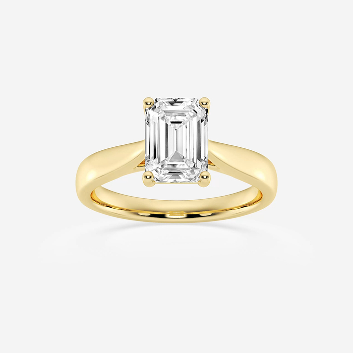 4 ctw Pear and Emerald Lab Grown Diamond Two Stone Engagement Ring 14K Yellow Gold, FG, VS2+