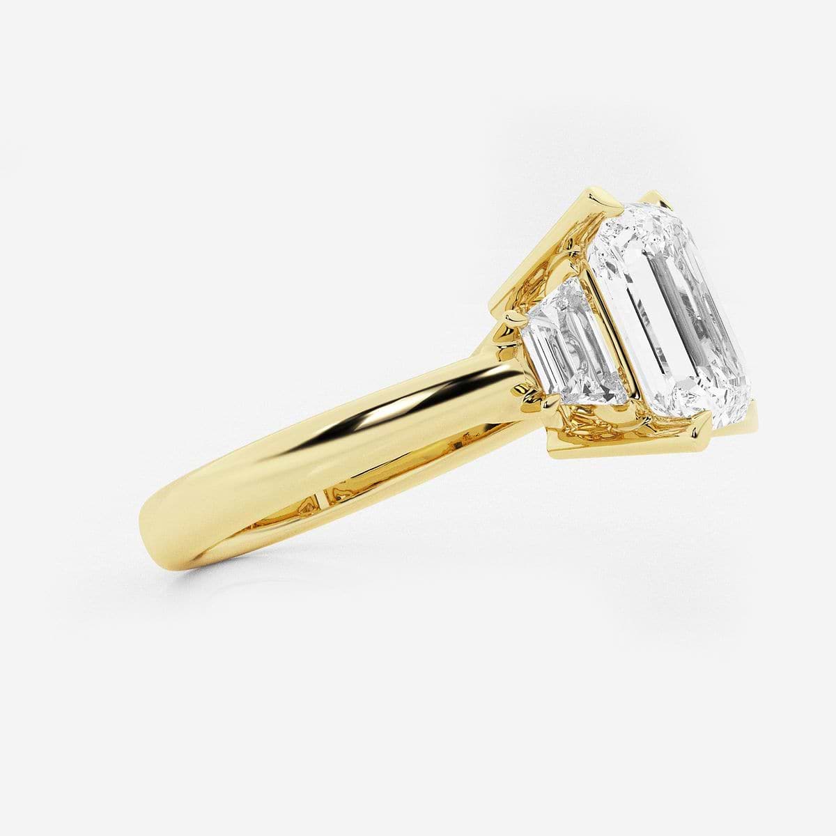 4 ctw Emerald Lab Grown Diamond Engagement Ring 18K Yellow Gold, D, VVS