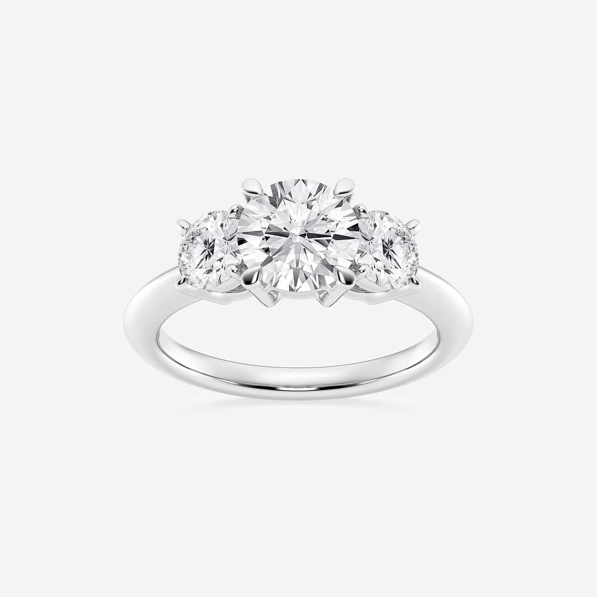 2 ctw Round Lab Grown Diamond Three-Stone Ring Platinum, F, VS2
