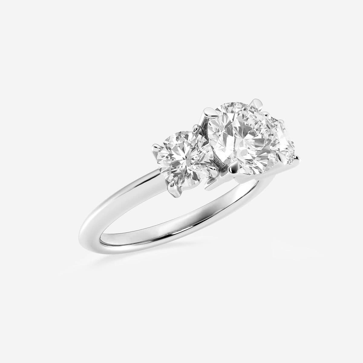 3 ctw Round Lab Grown Diamond Three-Stone Ring 18K White Gold, FG, VS2+