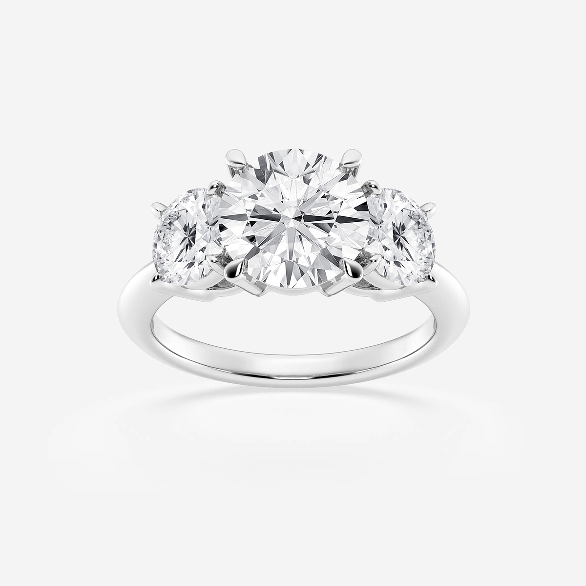 Athena ctw Round Lab Grown Diamond Three-Stone Ring Platinum, E, VS1