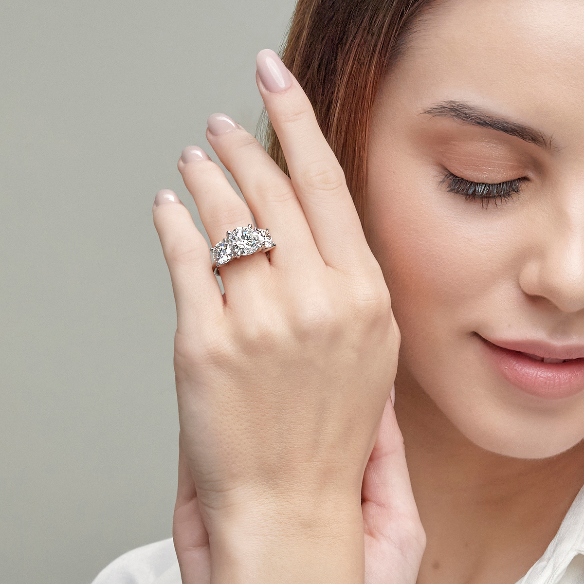 7 ctw Round Lab Grown Diamond Three-Stone Ring