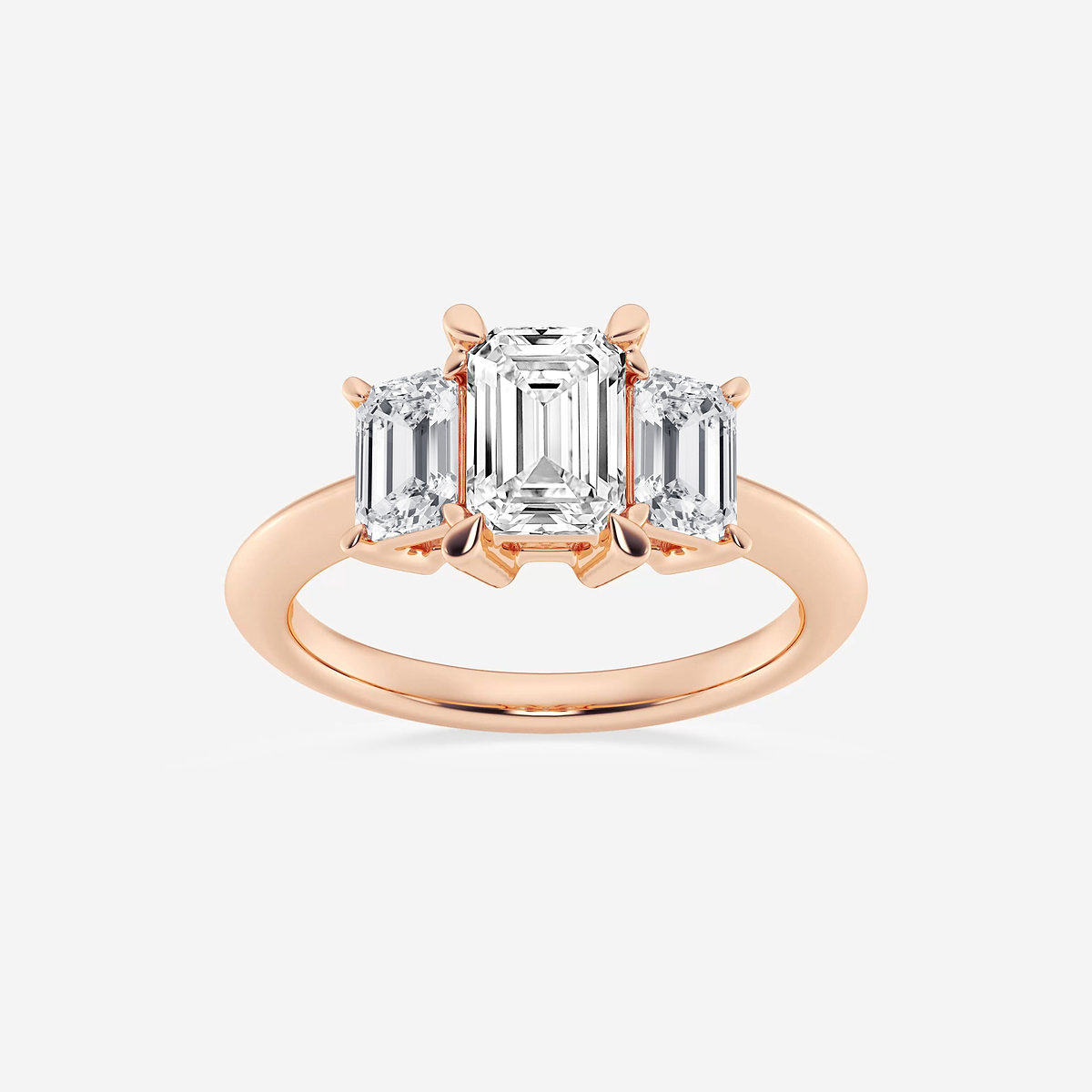 2  ctw Emerald Lab Grown Diamond Three-Stone Ring