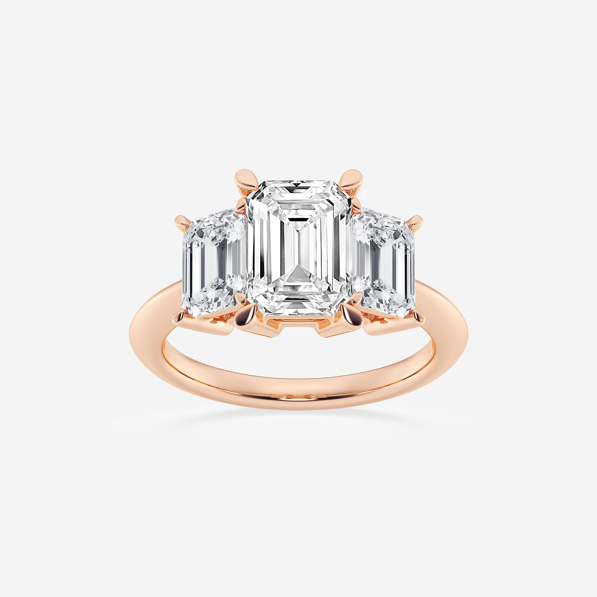 4 ctw Emerald Lab Grown Diamond Three-Stone Ring