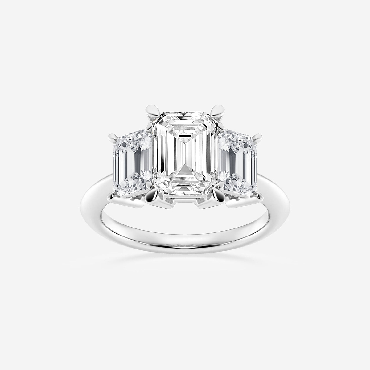 4 ctw Emerald Lab Grown Diamond Three-Stone Ring