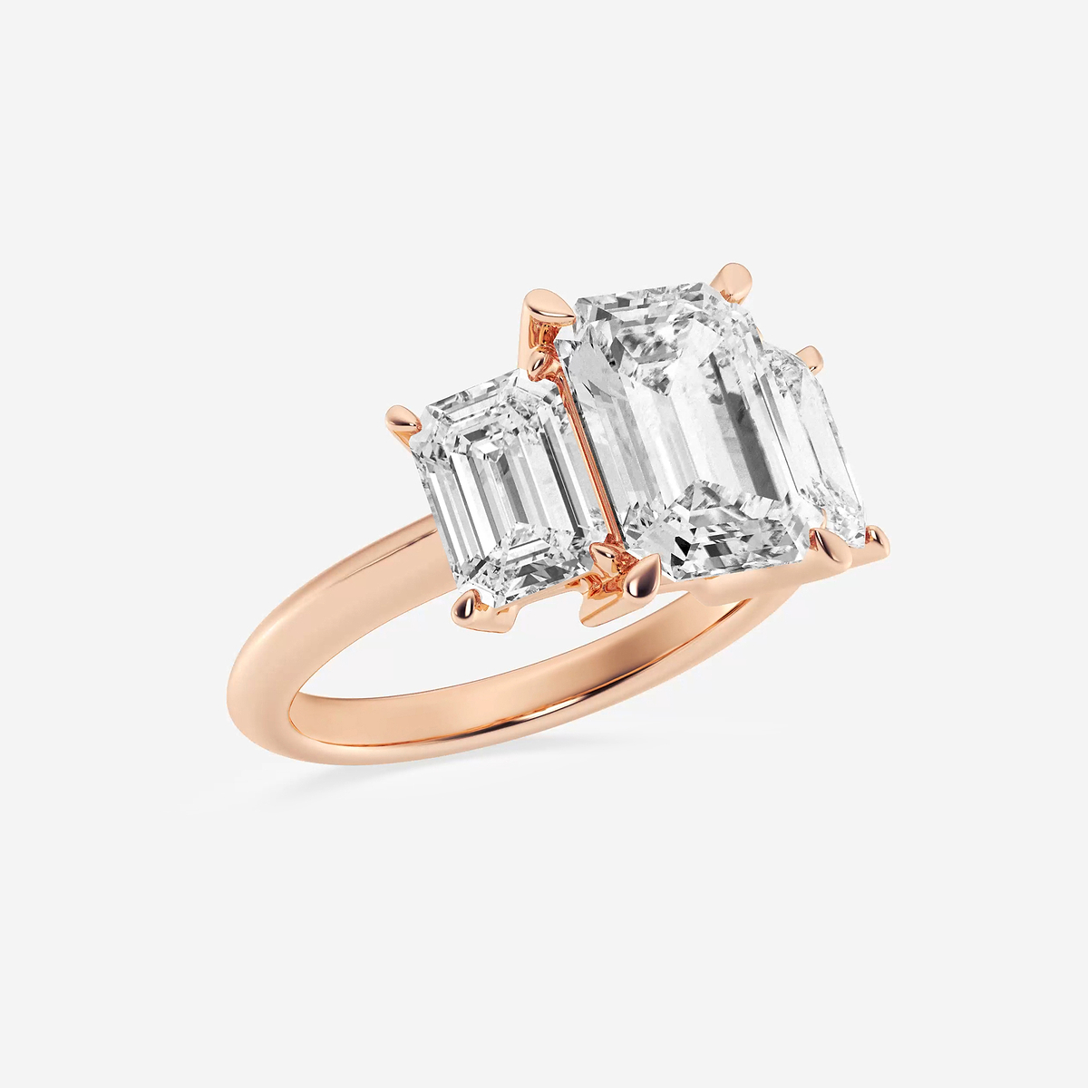 Additional Image 1 for  7 ctw Emerald Lab Grown Diamond Three-Stone Ring