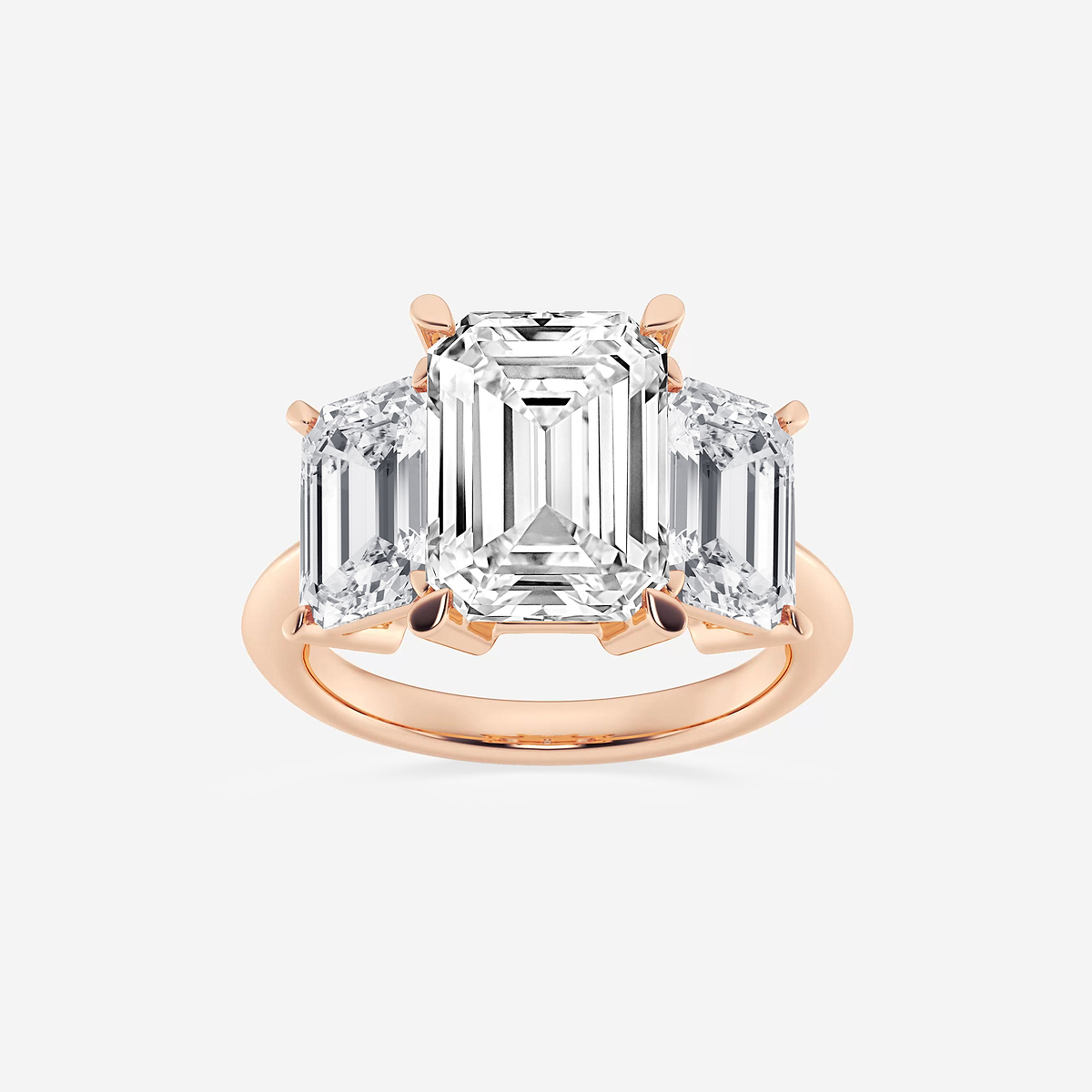 9 ctw Emerald Lab Grown Diamond Three-Stone Ring