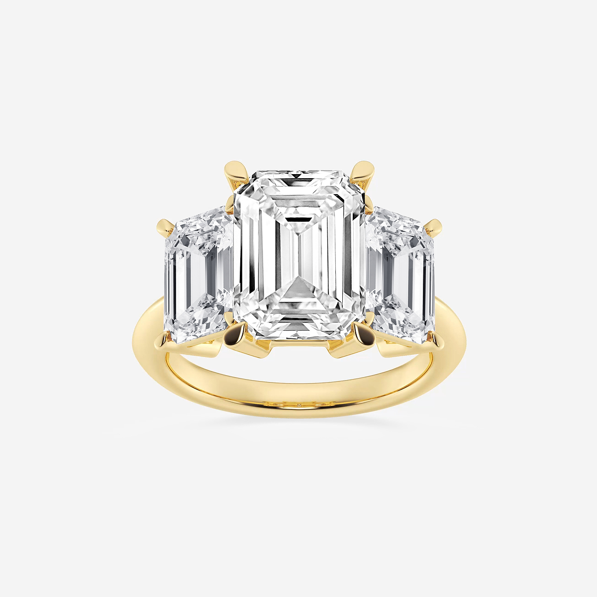 9 ctw Emerald Lab Grown Diamond Three-Stone Ring