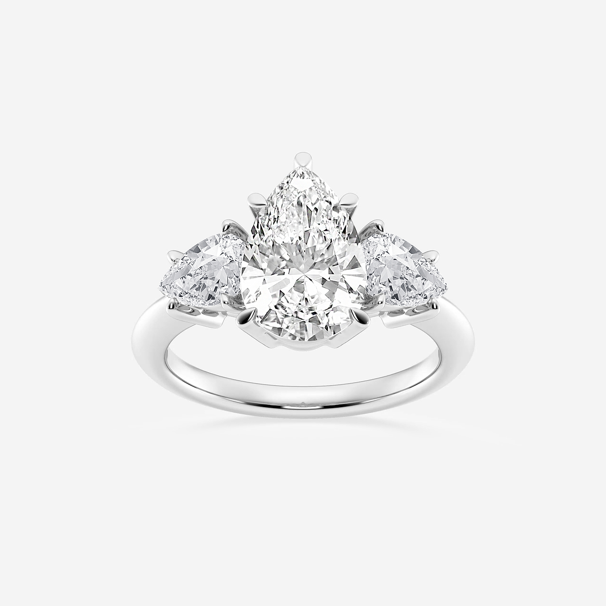 4 ctw Pear Lab Grown Diamond Three-Stone Ring Platinum, F, VS2