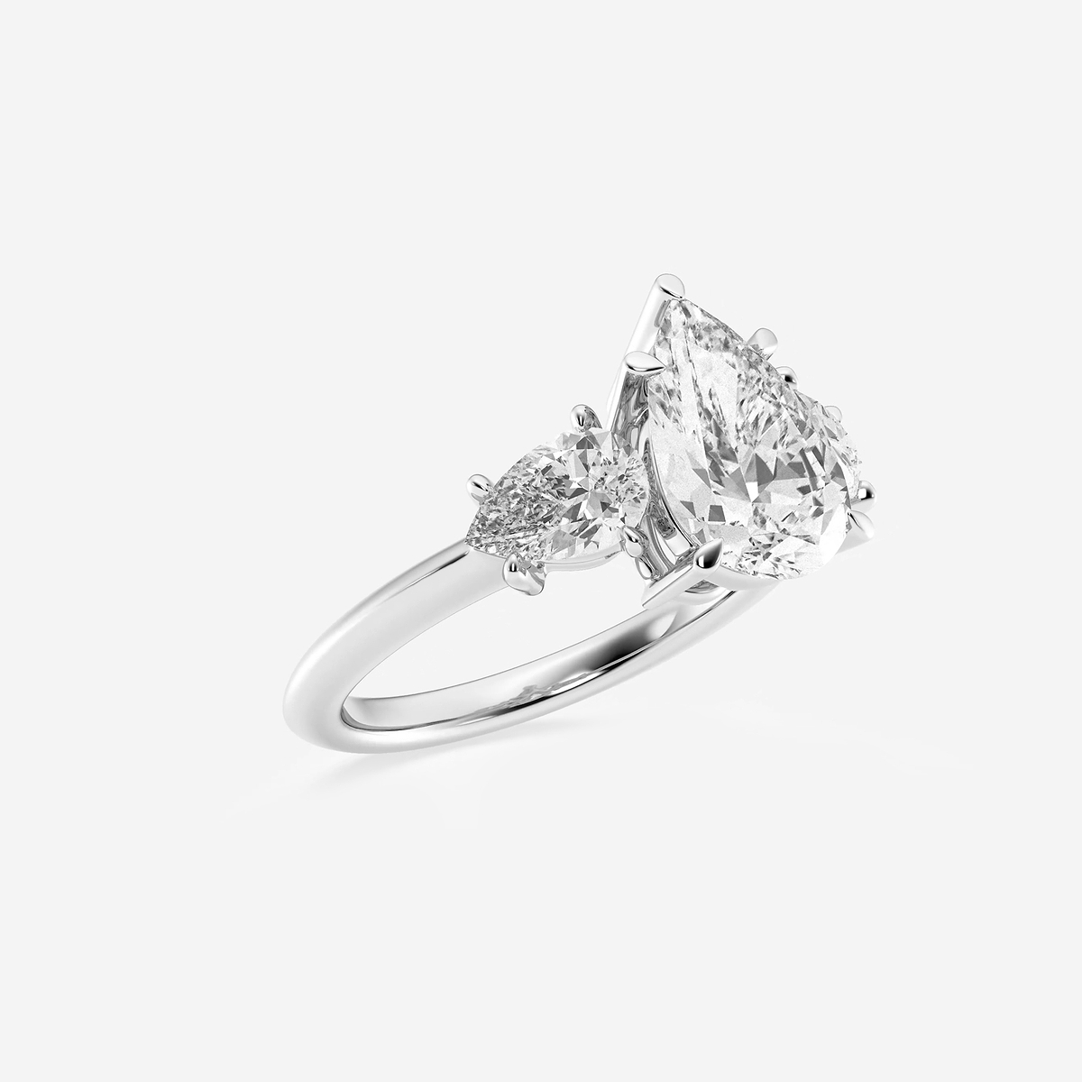 4 ctw Pear Lab Grown Diamond Three-Stone Ring Platinum, F, VS2