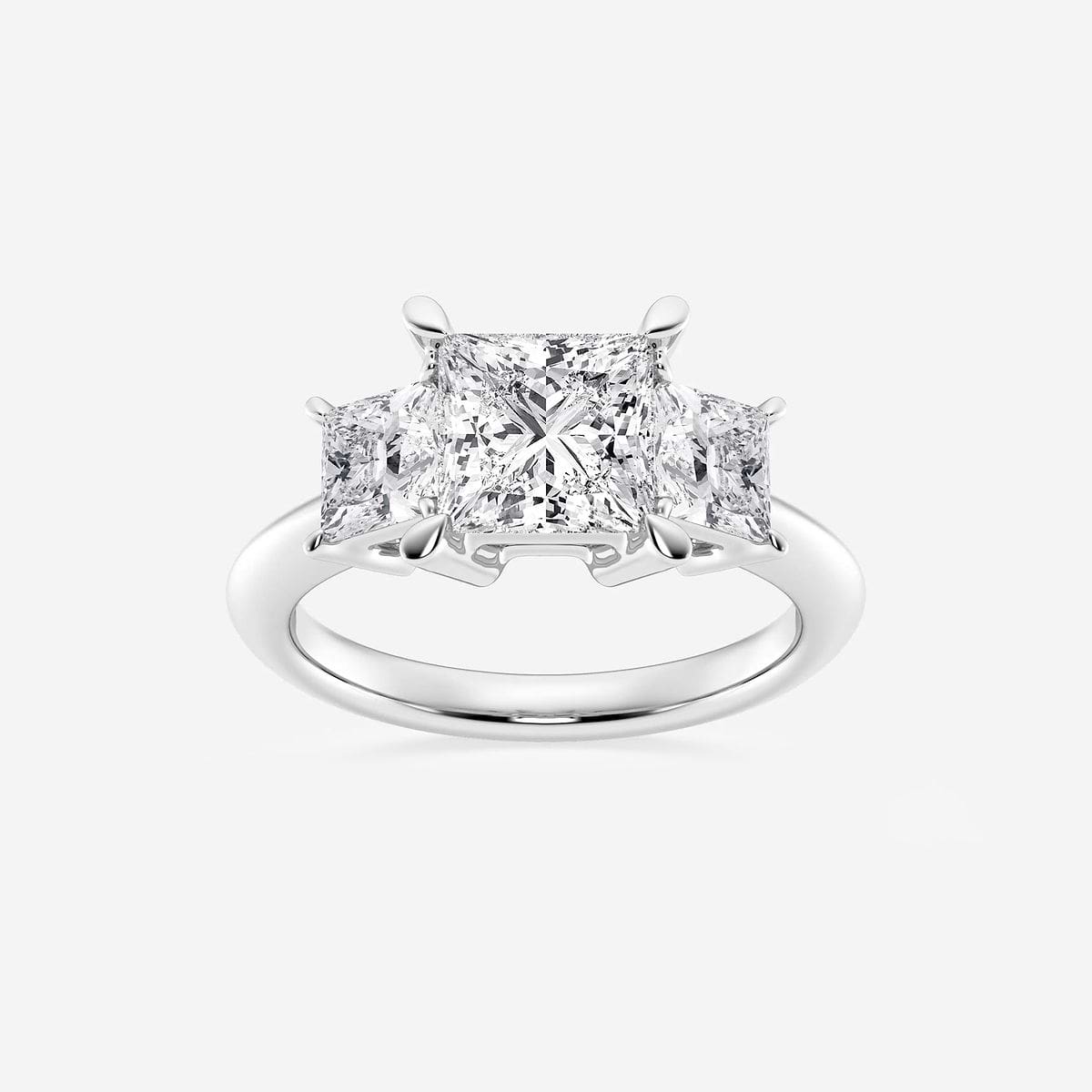 3 1/5 ctw Princess Lab Grown Diamond Three-Stone Ring Platinum, FG, VS2+
