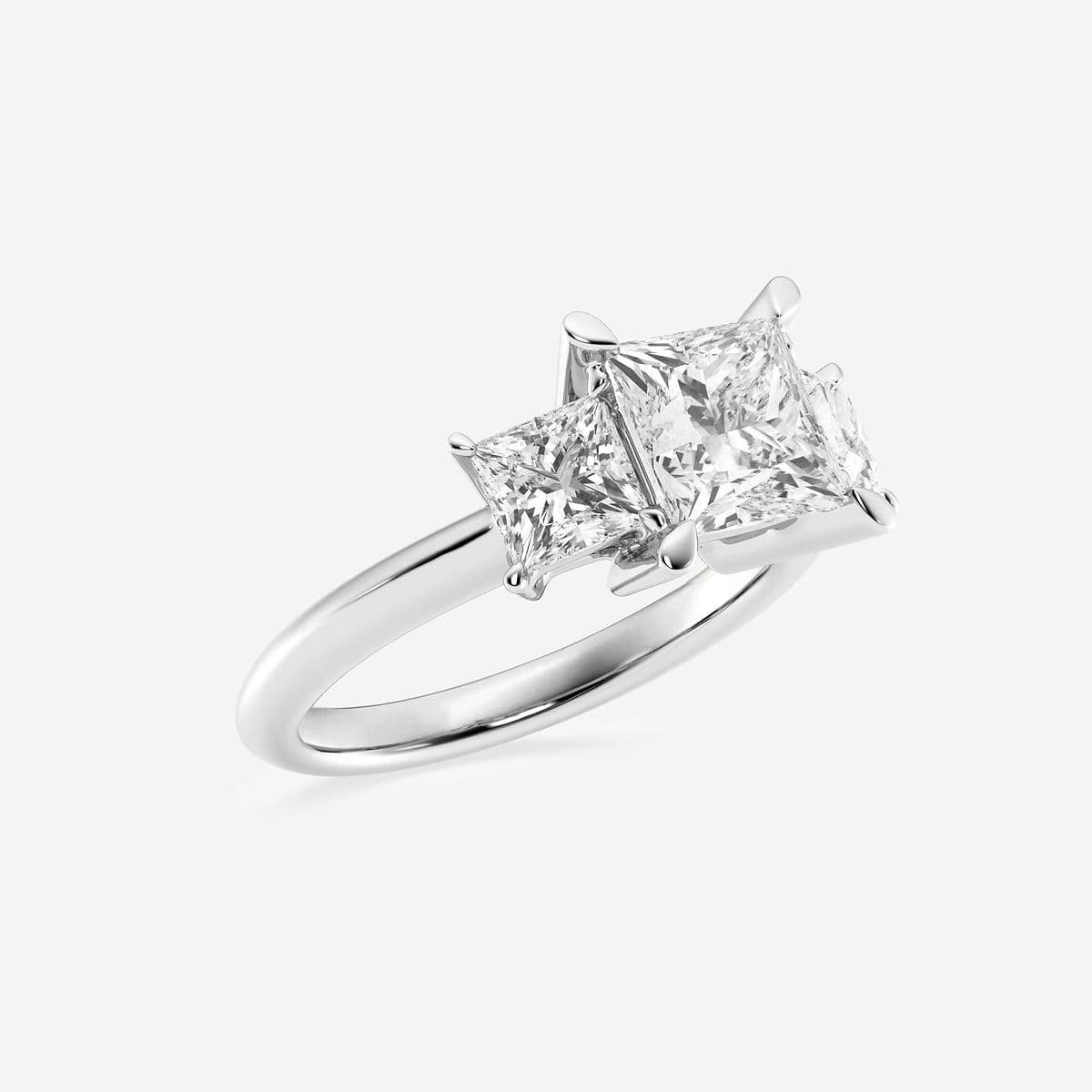 3 1/5 ctw Princess Lab Grown Diamond Three-Stone Ring Platinum, FG, VS2+