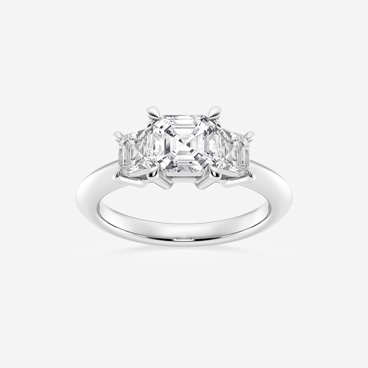 2  ctw Asscher Lab Grown Diamond Three-Stone Ring