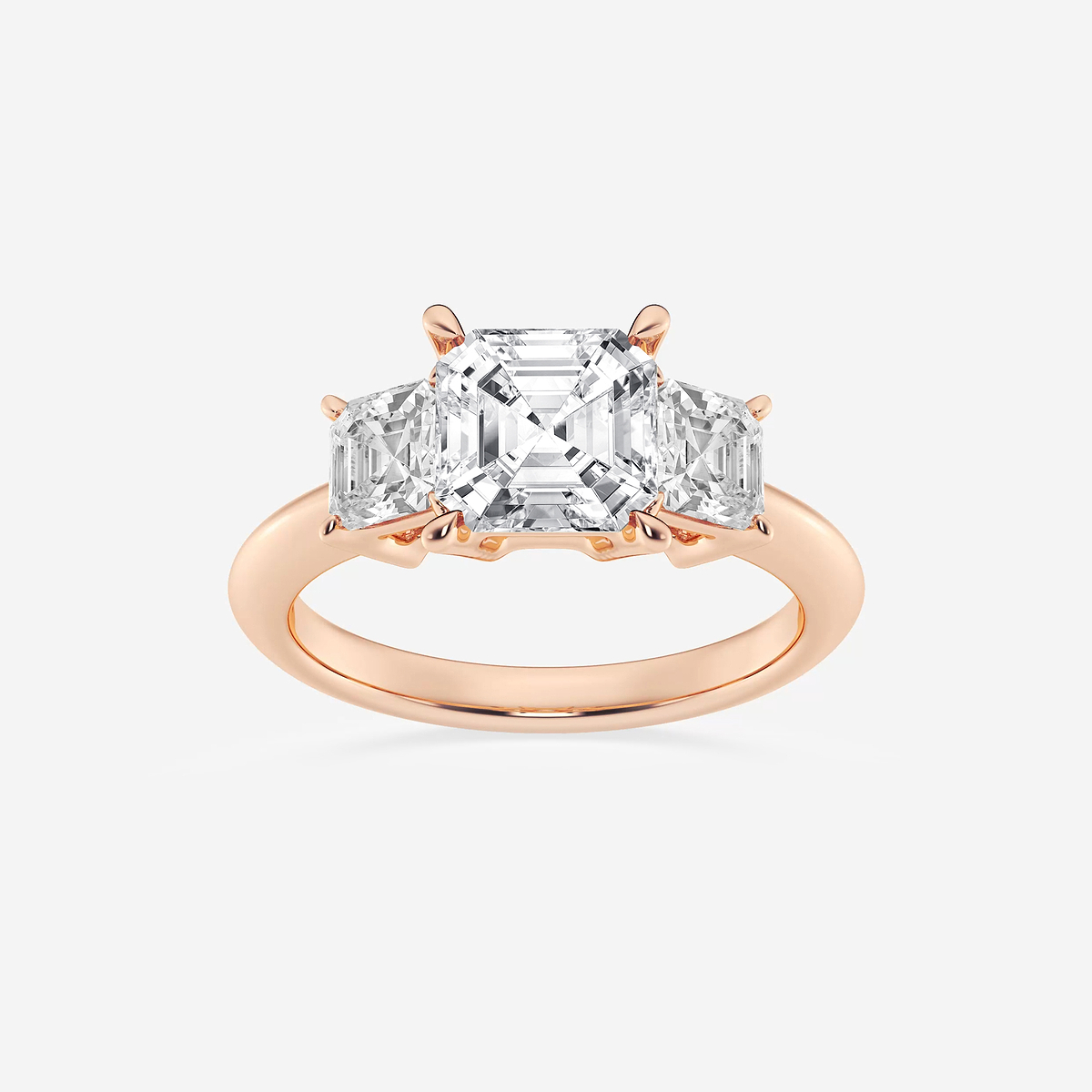 3 1/5 ctw Asscher Lab Grown Diamond Three-Stone Ring