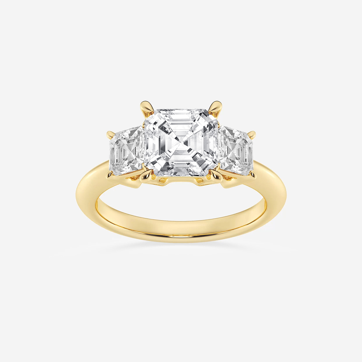 3 1/5 ctw Asscher Lab Grown Diamond Three-Stone Ring