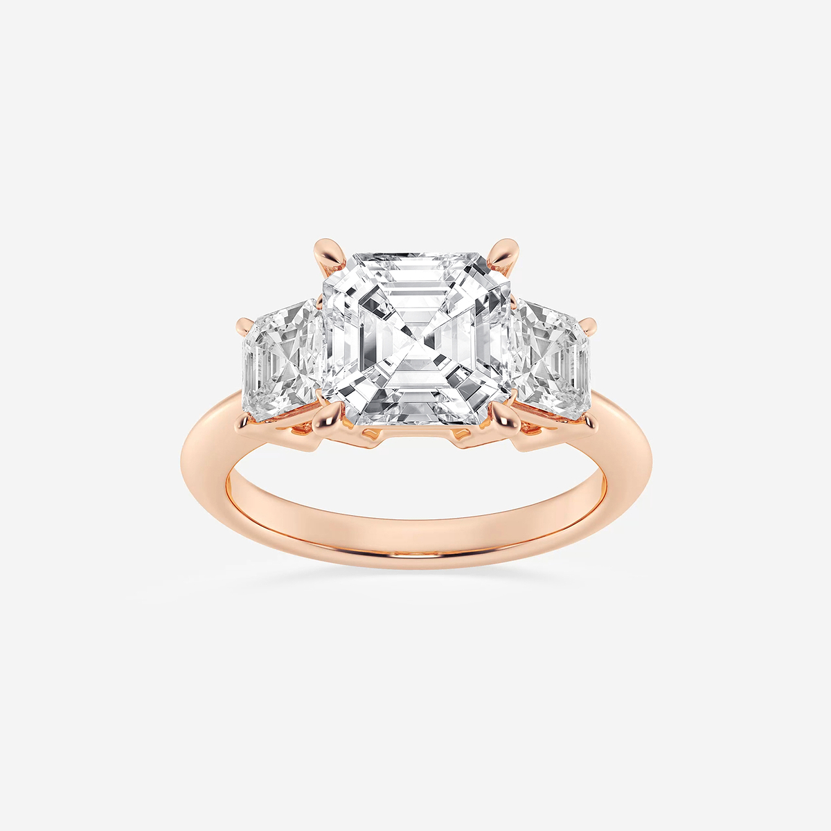 4 ctw Asscher Lab Grown Diamond Three-Stone Ring