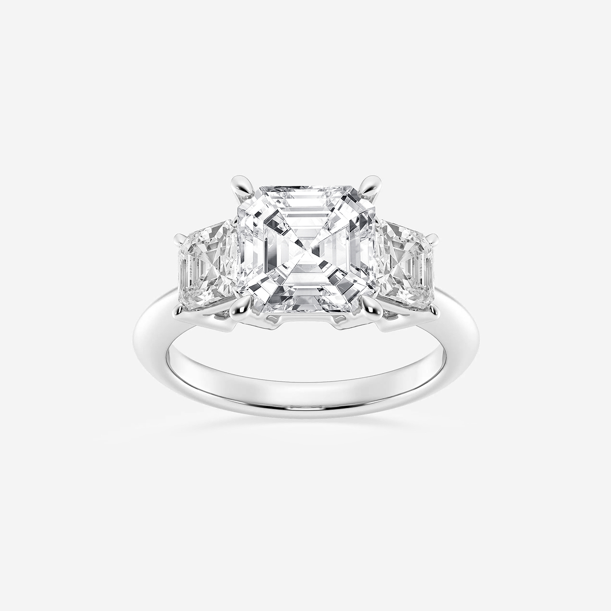 4 ctw Asscher Lab Grown Diamond Three-Stone Ring