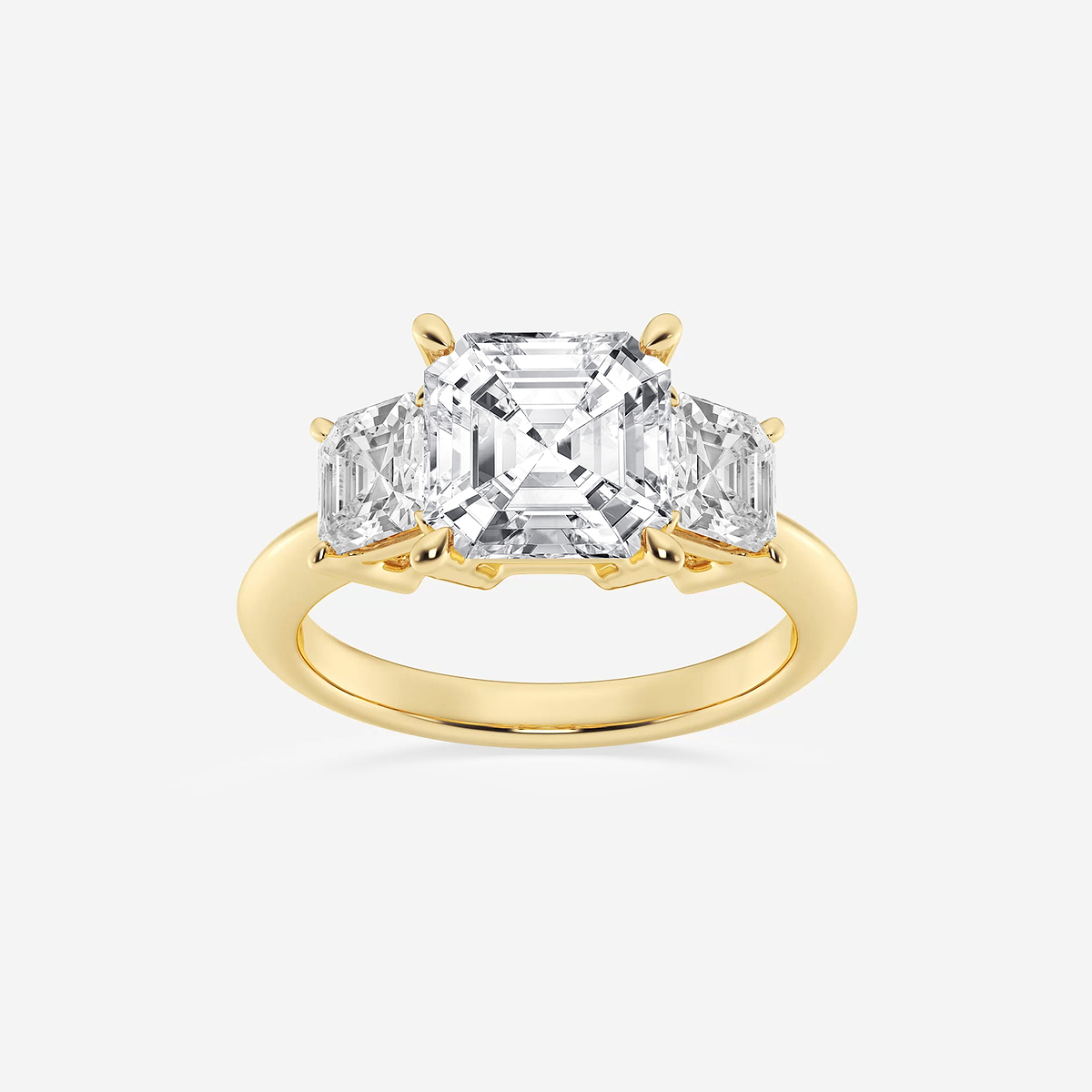 4 ctw Asscher Lab Grown Diamond Three-Stone Ring