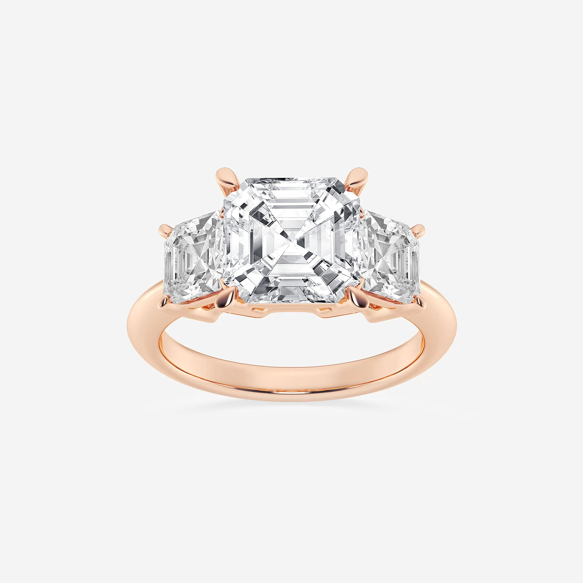 6 ctw Asscher Lab Grown Diamond Three-Stone Ring