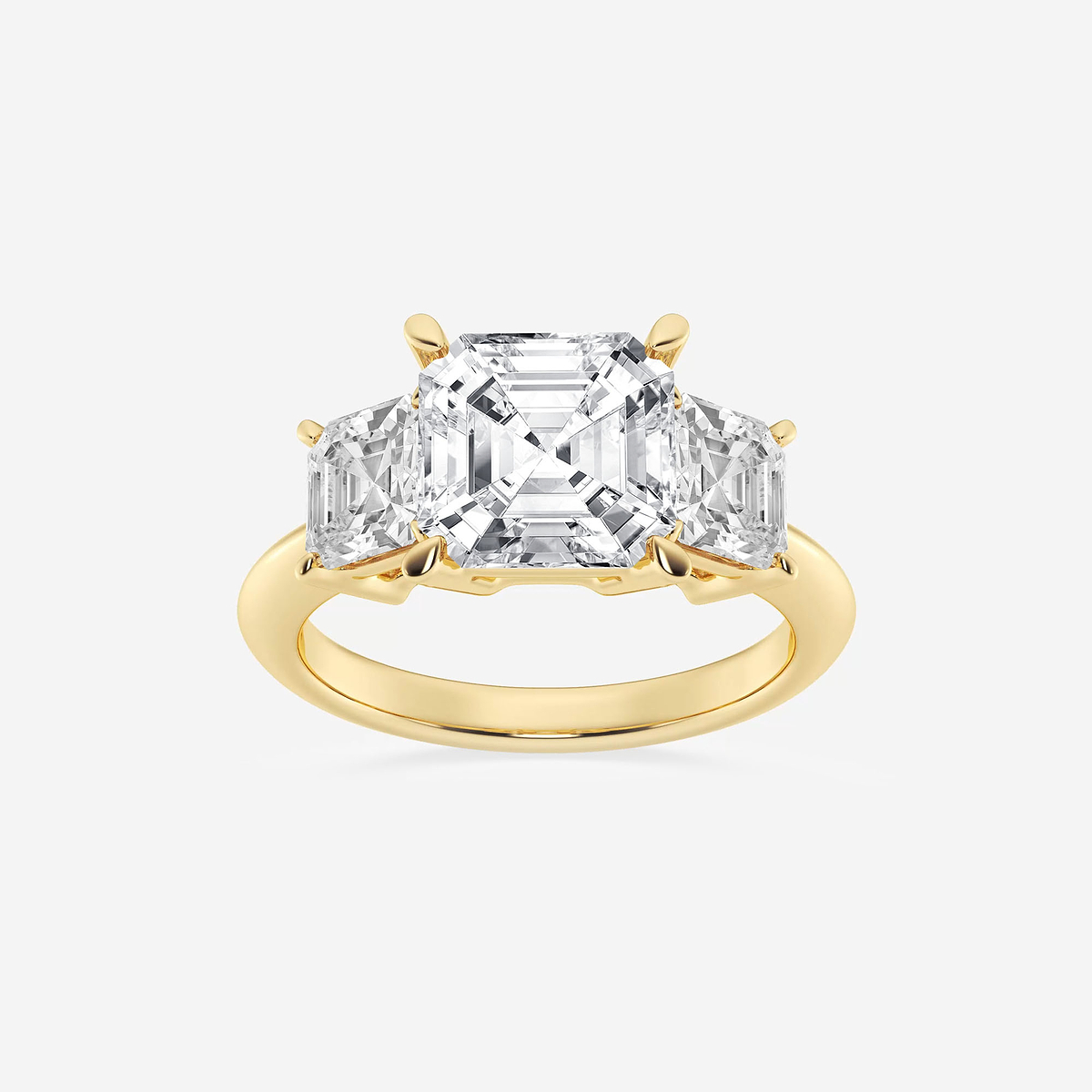 5 ctw Asscher Lab Grown Diamond Three-Stone Ring