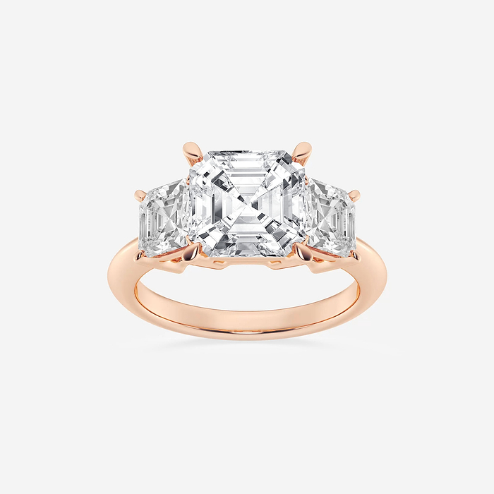 Athena - 6 ctw Asscher Lab Grown Diamond Three-Stone Ring